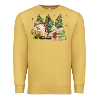 Antique Gold christmas coffee and book Premium Sweatshirt - MaliasSmallBusiness
