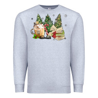 Heather Grey christmas coffee and book Premium Sweatshirt - MaliasSmallBusiness