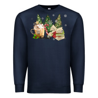 Navy christmas coffee and book Premium Sweatshirt - MaliasSmallBusiness