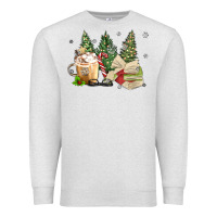 Oatmeal Heather christmas coffee and book Premium Sweatshirt - MaliasSmallBusiness