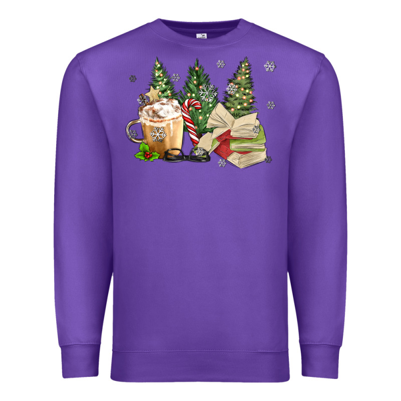 Christmas Coffee And Book Premium Sweatshirt by MaliasSmallBusiness | Teevron