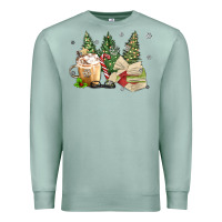 Seafoam christmas coffee and book Premium Sweatshirt - MaliasSmallBusiness
