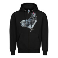 Black Ameraucana Rooster Zipper Hoodie - LillyAllenDesigns