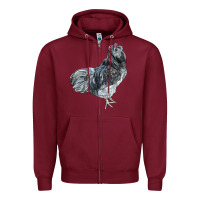 Burgundy Ameraucana Rooster Zipper Hoodie - LillyAllenDesigns