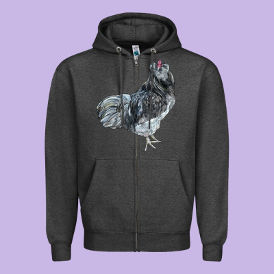 Ameraucana Rooster Zipper Hoodie Designed By Lillyallendesigns