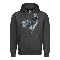 Charcoal Heather Ameraucana Rooster Zipper Hoodie - LillyAllenDesigns