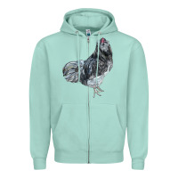 Seafoam Ameraucana Rooster Zipper Hoodie - LillyAllenDesigns