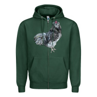 Sports Green Ameraucana Rooster Zipper Hoodie - LillyAllenDesigns