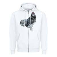 White Ameraucana Rooster Zipper Hoodie - LillyAllenDesigns