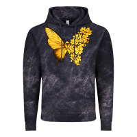 Cloud Black flowers and childhood cancer ribbon butterfly Vintage Hoodie - texasbilliewilder