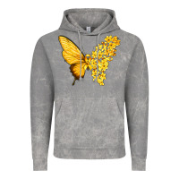 Cloud Rock flowers and childhood cancer ribbon butterfly Vintage Hoodie - texasbilliewilder