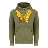 Vintage Olive flowers and childhood cancer ribbon butterfly Vintage Hoodie - texasbilliewilder