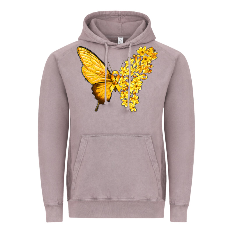 Flowers And Childhood Cancer Ribbon Butterfly Vintage Hoodie by texasbilliewilder | Teevron