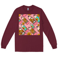 Burgundy western pencil seamless pattern Long Sleeve Tee - BundleAndBundleShop