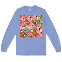 Colony Blue western pencil seamless pattern Long Sleeve Tee - BundleAndBundleShop