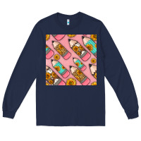 Navy western pencil seamless pattern Long Sleeve Tee - BundleAndBundleShop