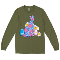 Army Green easter bunny wıth easter eggs Long Sleeve Tee - AdoDesignShop