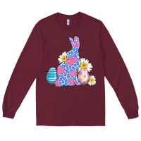 Burgundy easter bunny wıth easter eggs Long Sleeve Tee - AdoDesignShop
