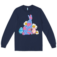 Navy easter bunny wıth easter eggs Long Sleeve Tee - AdoDesignShop