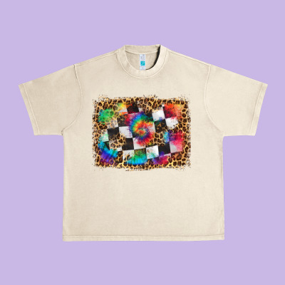 Race Leopard And Tie Dye Background Urban Heavy Tee Designed By Hra Design Shop
