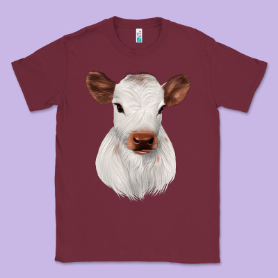 White Cute Calf Classic Tee Designed By Jahusdesignshop