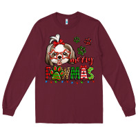 Burgundy merry pawmas christmas shih tzu Long Sleeve Tee - Jasminsmagicworld