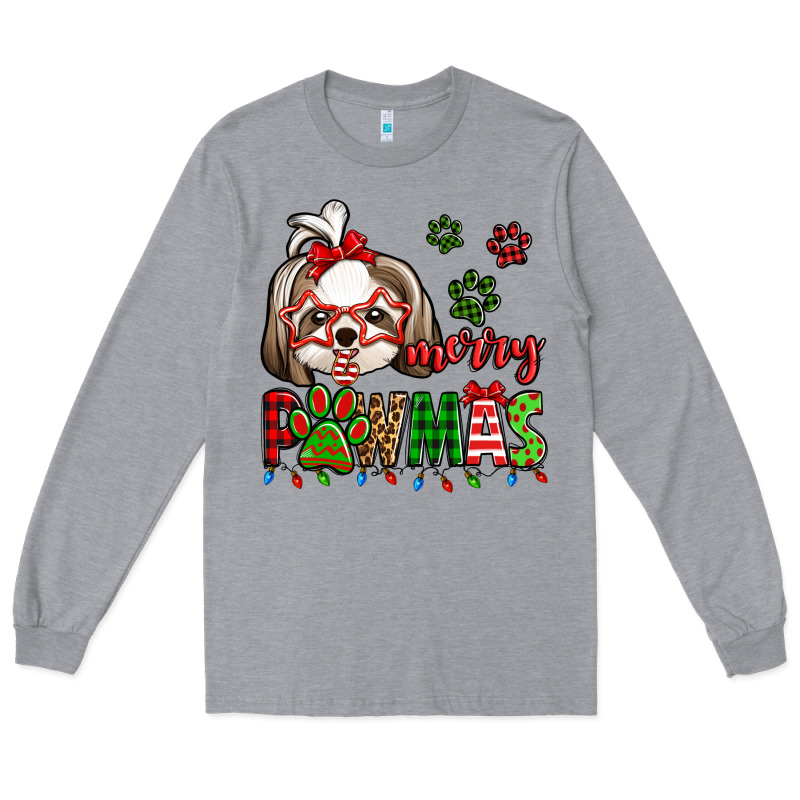 Merry Pawmas Christmas Shih Tzu Long Sleeve Tee by Jasminsmagicworld | Teevron