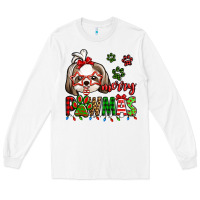 White merry pawmas christmas shih tzu Long Sleeve Tee - Jasminsmagicworld