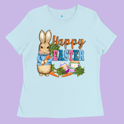 Easter Bunny Egg And Carrots Ladies Tee Designed By Adodesignshop