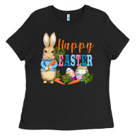 Black easter bunny egg and carrots Ladies Tee - AdoDesignShop