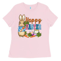 Bubblegum Pink easter bunny egg and carrots Ladies Tee - AdoDesignShop