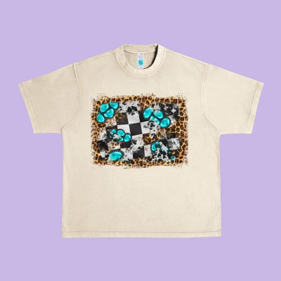 Race Leopard And Gemstone Background Urban Heavy Tee Designed By Hra Design Shop