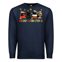Navy meowy christmas cats Premium Sweatshirt - MaliasSmallBusiness