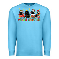 Ocean Blue meowy christmas cats Premium Sweatshirt - MaliasSmallBusiness