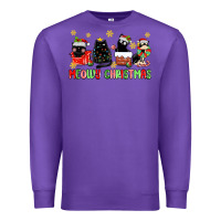 Purple meowy christmas cats Premium Sweatshirt - MaliasSmallBusiness
