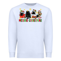 White meowy christmas cats Premium Sweatshirt - MaliasSmallBusiness