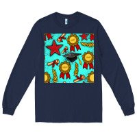 Navy graduation seamless pattern Long Sleeve Tee - BundleAndBundleShop
