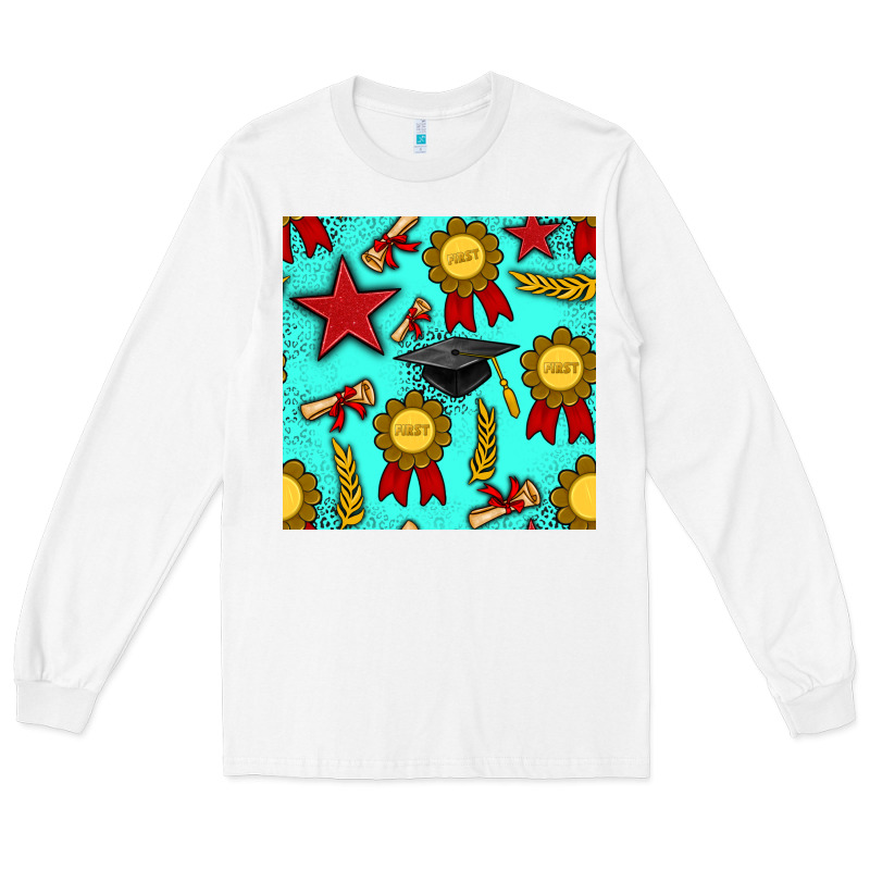 Graduation Seamless Pattern Long Sleeve Tee by BundleAndBundleShop | Teevron