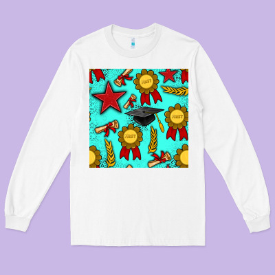 Graduation Seamless Pattern Long Sleeve Tee Designed By Bundleandbundleshop