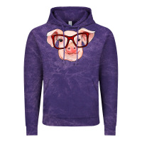 Cloud Purple pig with red glasses Vintage Hoodie - RanaPortraitStore