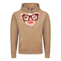 Vintage Coffee pig with red glasses Vintage Hoodie - RanaPortraitStore