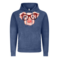 Vintage Denim pig with red glasses Vintage Hoodie - RanaPortraitStore