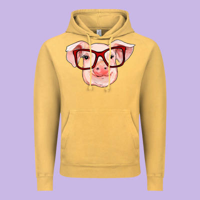 Pig With Red Glasses Vintage Hoodie Designed By Ranaportraitstore