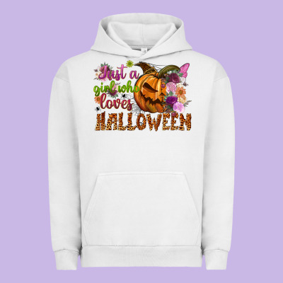 Just A Girl Who Loves Halloween Urban Hoodie Designed By Nancycooperartshop
