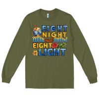 Army Green eight night and eight light for hanukkah Long Sleeve Tee - AdoDesignShop