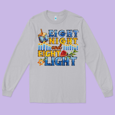 Eight Night And Eight Light For Hanukkah Long Sleeve Tee Designed By Adodesignshop