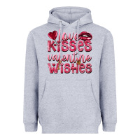 Heather Grey love kisses valentine wishes Heavyweight Hoodie - NancyCooperArtShop