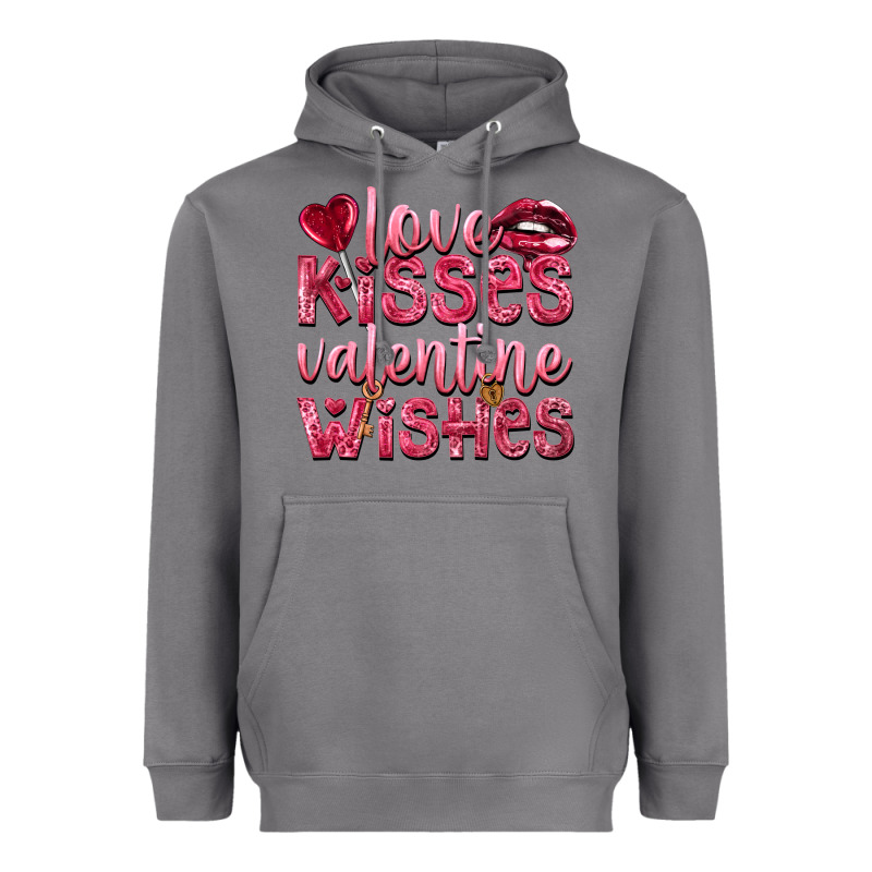 Love Kisses Valentine Wishes Heavyweight Hoodie by NancyCooperArtShop | Teevron