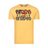 Vintage Mustard stars and stripes Vintage Tee - CowhideDigitalArt