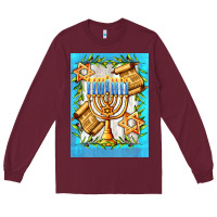 Burgundy candlestick with parchment Long Sleeve Tee - AdoDesignShop
